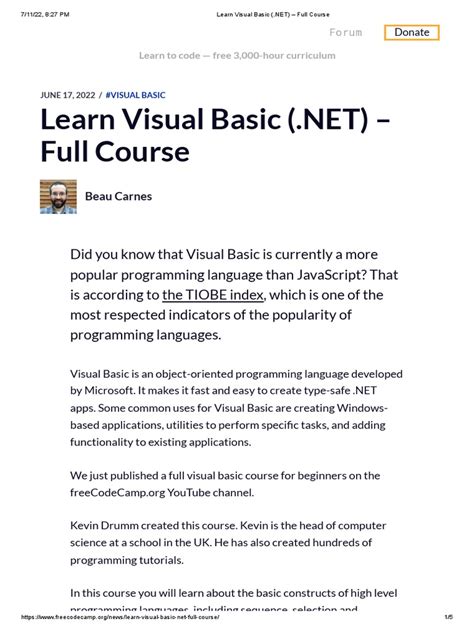 Learn Visual Basic (.NET) – Full Course .